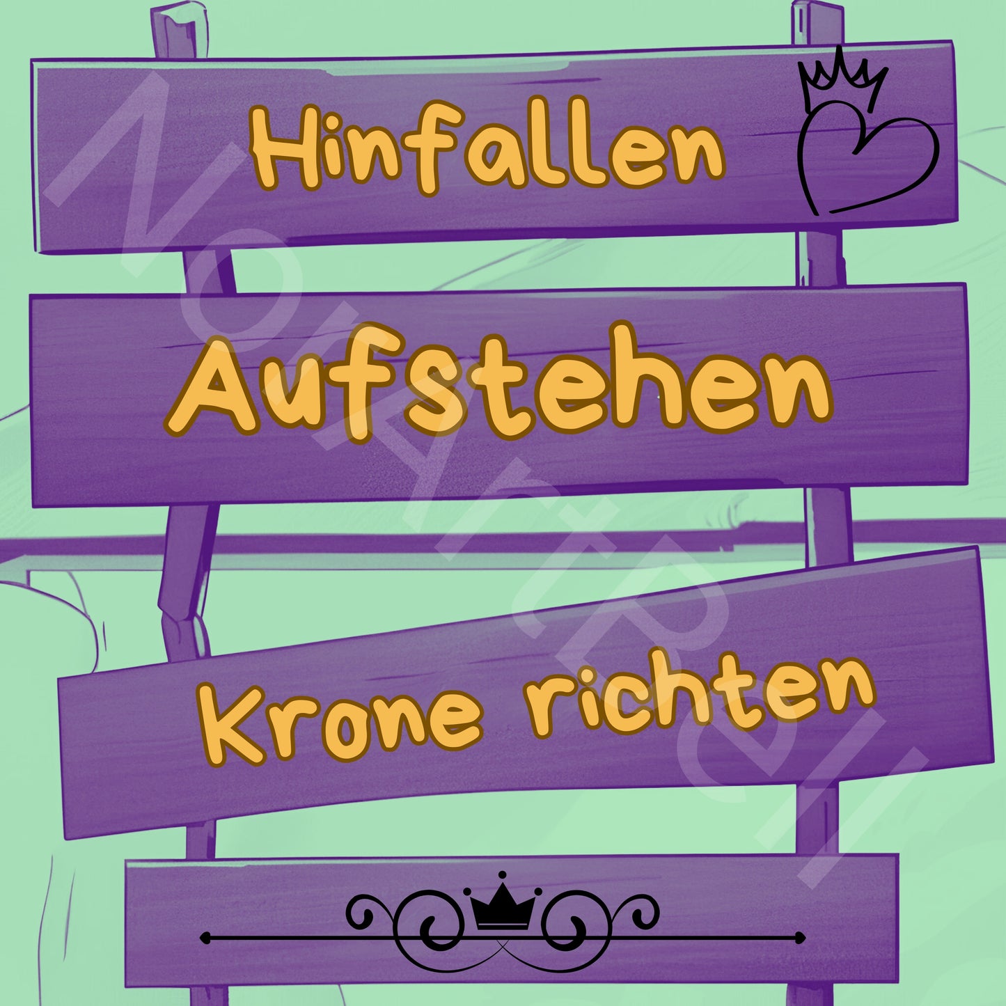 Hinfallen, Aufstehen, Krone richten lila grün
